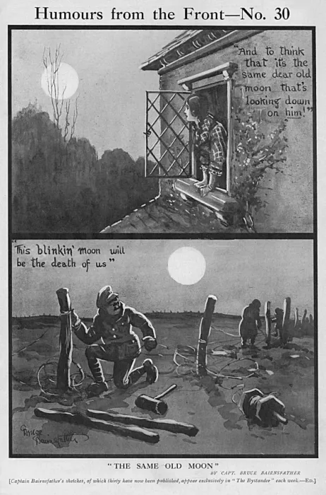 Framed Print : The Same Old Moon by Bairnsfather Framed Print : The Same Old Moon by Bairnsfather