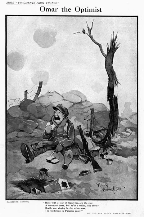 Framed Print : Omar the Optimist by Bruce Bairnsfather Framed Print : Omar the Optimist by Bruce Bairnsfather