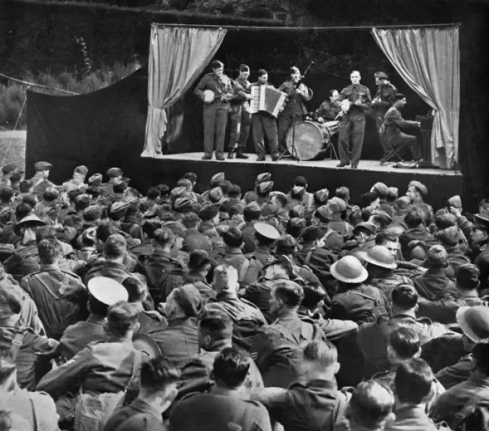 Framed Print : Open-air concert given by soldiers, 1939