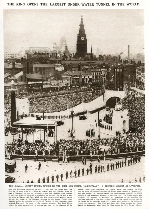 Framed Print : Opening Mersey Tunnel, Liverpool with Birkenhead 1934