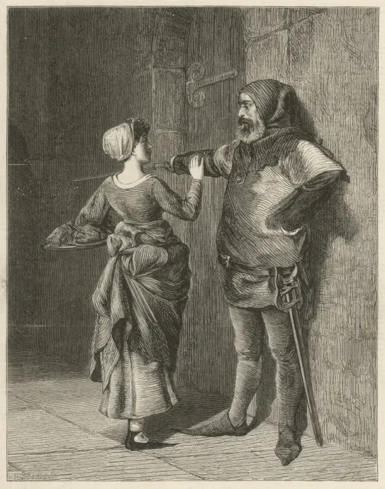 Framed Print : Against Orders: A gaoler bars a woman from the cell Framed Print : Against Orders: A gaoler bars a woman from the cell
