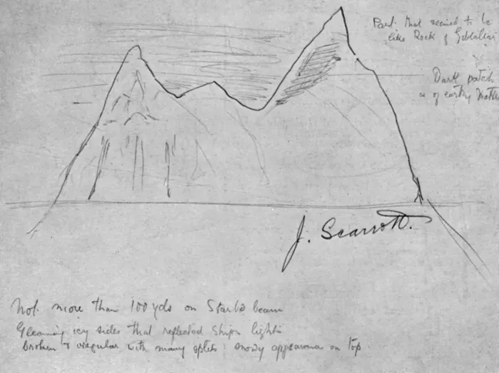 Framed Print : Original sketch of the iceberg which sank the Titanic