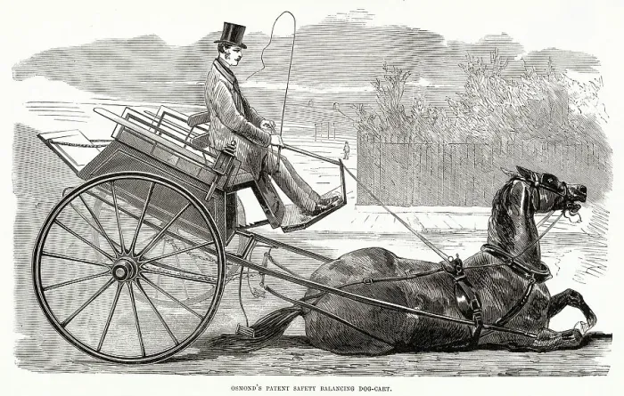 Framed Print : Osmond's Patent Safety Balancing Dogcart 1875 Framed Print : Osmond's Patent Safety Balancing Dogcart 1875