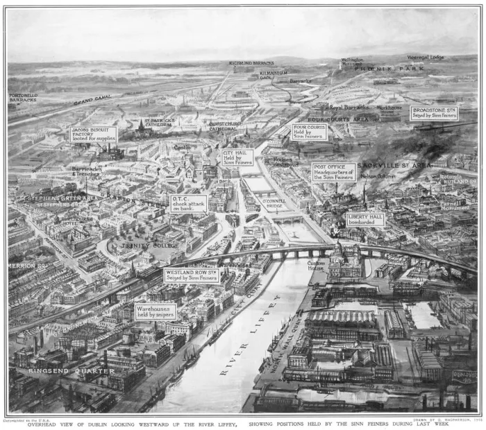Framed Print : Overhead view of Dublin during the Easter Rising Framed Print : Overhead view of Dublin during the Easter Rising