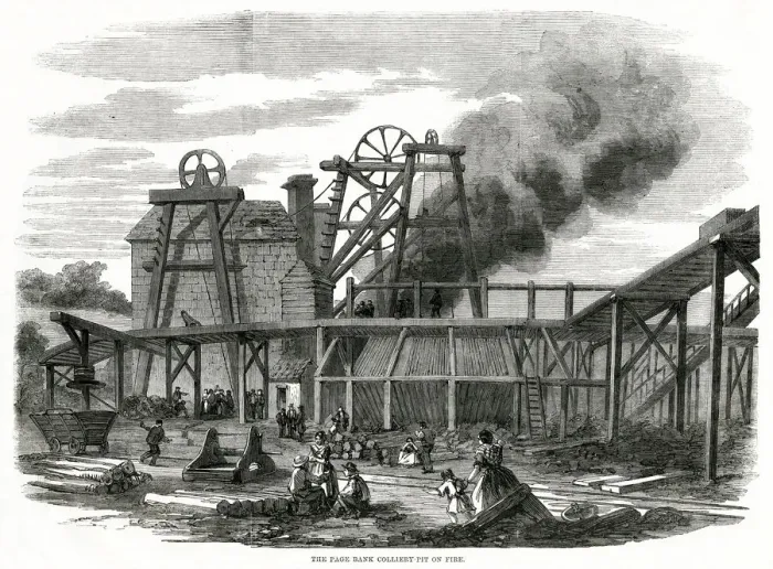 Framed Print : Page Bank Colliery, fire 1858 Framed Print : Page Bank Colliery, fire 1858