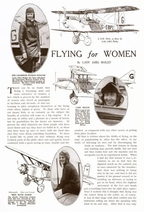 Framed Print : Page from The Bystander, 18th April 1928, featuring an article called Flying for Women by Framed Print : Page from The Bystander, 18th April 1928, featuring an article called Flying for Women by
