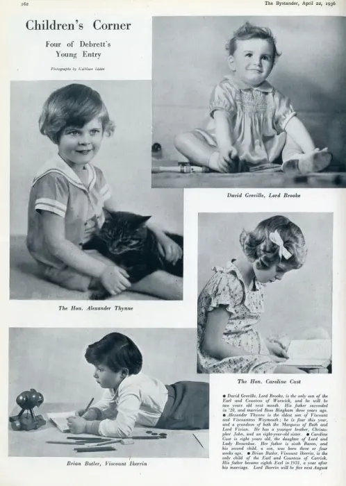Framed Print : Page in The Bystander magazine 1936 featuring photographs of four aristocratic children Framed Print : Page in The Bystander magazine 1936 featuring photographs of four aristocratic children