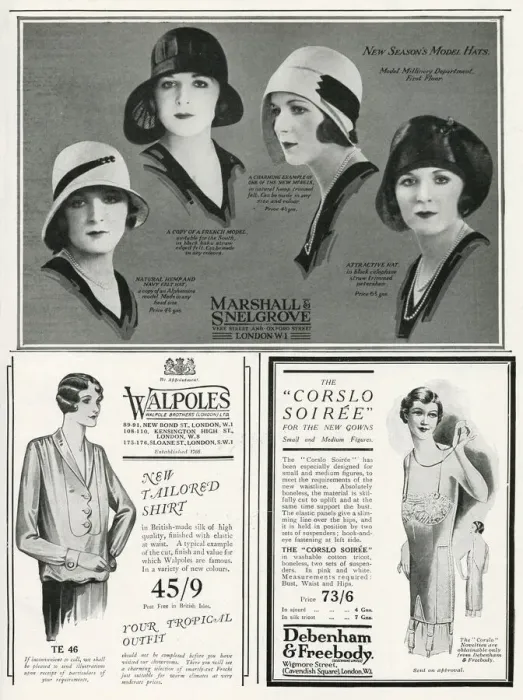 Framed Print : Page of fashion adverts - February 1930 Framed Print : Page of fashion adverts - February 1930