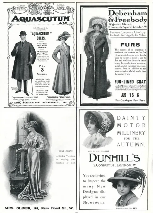 Framed Print : Page of fashion adverts - October 1909 Framed Print : Page of fashion adverts - October 1909