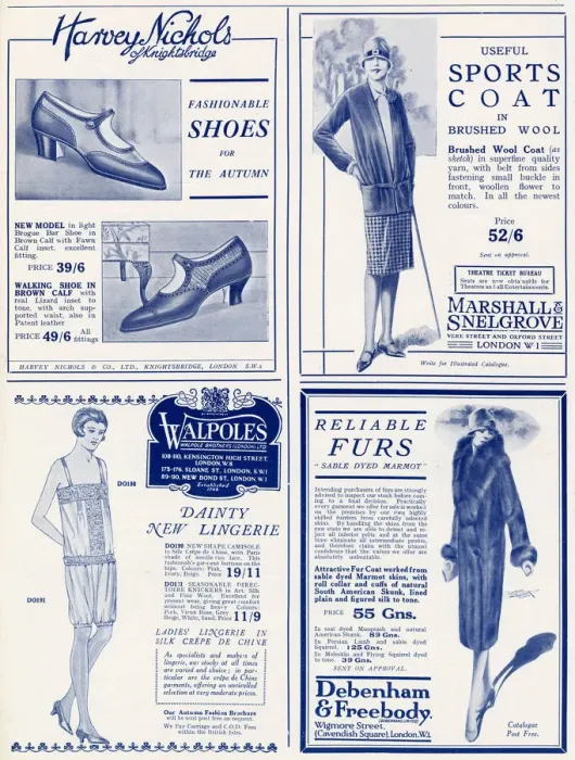 Framed Print : Page of fashion adverts - October 1927 Framed Print : Page of fashion adverts - October 1927