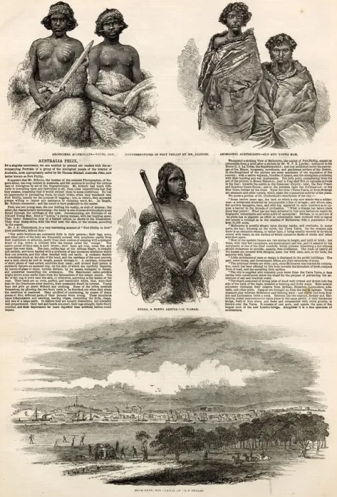Framed Print : Page from The Illustrated London News reporting on the indigenous people of Australia Framed Print : Page from The Illustrated London News reporting on the indigenous people of Australia