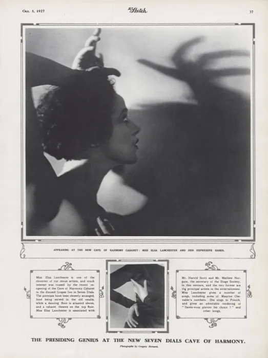 Framed Print : Page from The Sketch, 5th October 1927: The presiding genius at the new Seven Dials Cave Framed Print : Page from The Sketch, 5th October 1927: The presiding genius at the new Seven Dials Cave