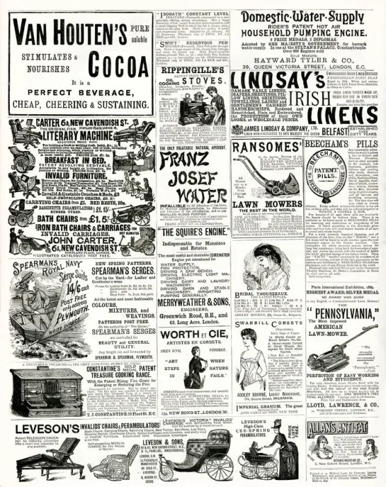 Framed Print : Page of Victorian adverts - 1890 Framed Print : Page of Victorian adverts - 1890