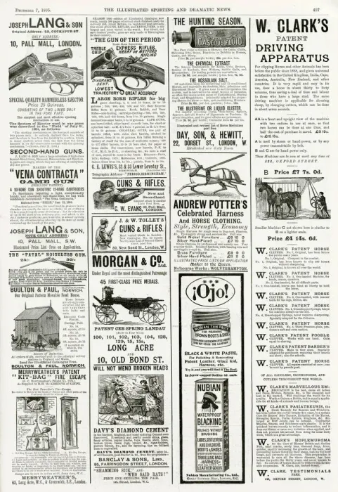Framed Print : Page of Victorian adverts 1895