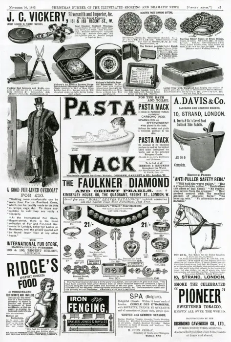 Framed Print : Page of Victorian adverts - November 1895