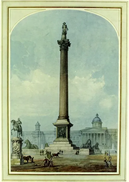 Framed Print : Painting of the Nelson column, Trafalgar Square