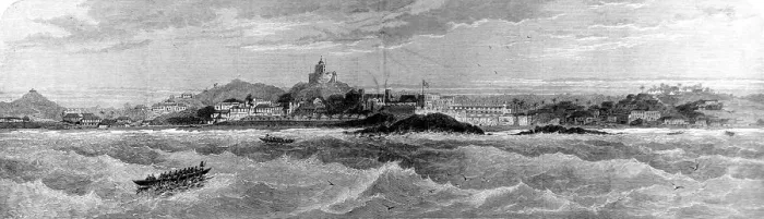 Framed Print : Panoramic view of Cape Coast Castle, 1874 Framed Print : Panoramic view of Cape Coast Castle, 1874
