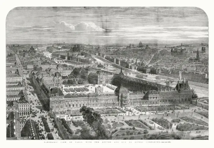 Framed Print : Panoramic view of Paris with Louvre, 1855 Framed Print : Panoramic view of Paris with Louvre, 1855