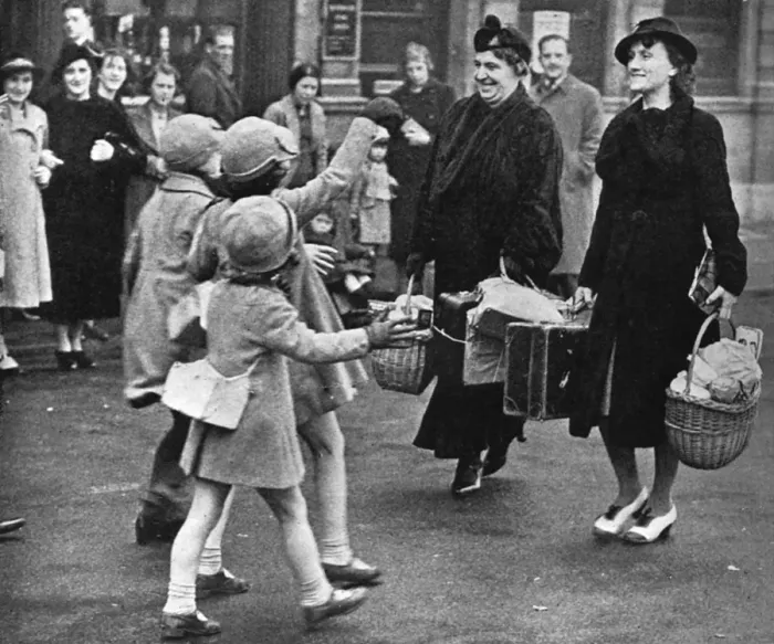 Framed Print : Parents attending an evacuation party, 1939 Framed Print : Parents attending an evacuation party, 1939