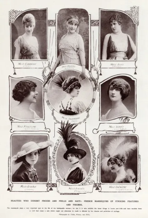 Framed Print : Parisienne models wearing headdresses 1914 Framed Print : Parisienne models wearing headdresses 1914
