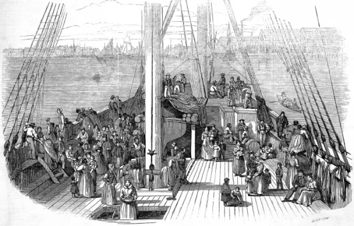 Framed Print : Passengers on board the emigrant ship Artemisia, 1848 Framed Print : Passengers on board the emigrant ship Artemisia, 1848
