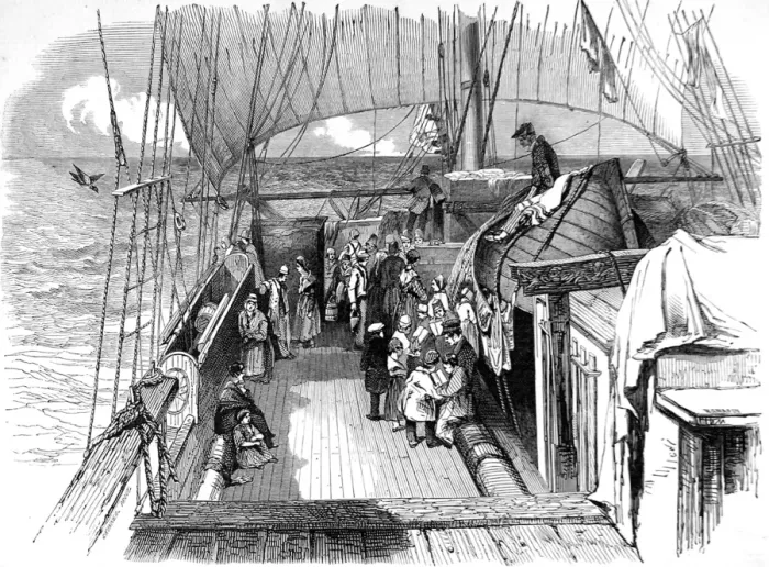 Framed Print : Passengers on the deck of an Emigrant Ship, 1849 Framed Print : Passengers on the deck of an Emigrant Ship, 1849