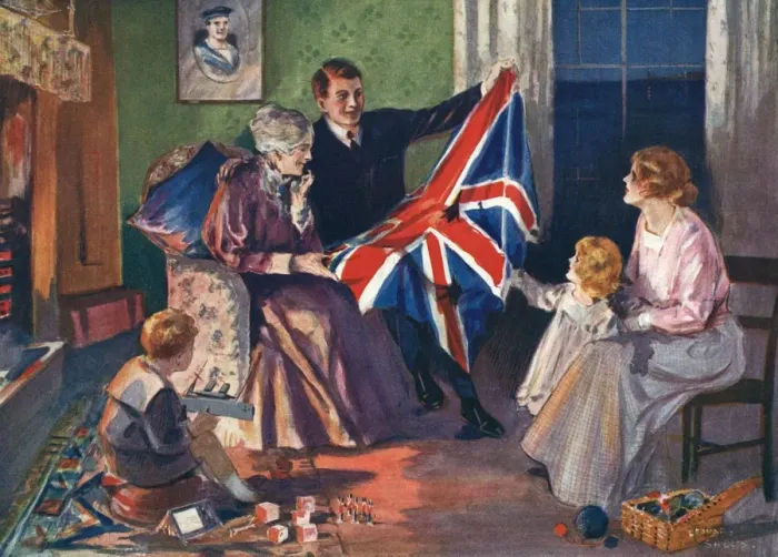 Framed Print : Patriotism in a British home, WW1 Framed Print : Patriotism in a British home, WW1