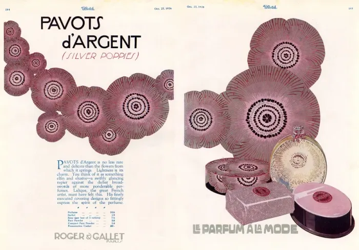 Framed Print : Pavots d Argent fragrance advertisement, Roger & Gallet