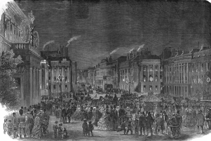 Framed Print : Peace illuminations at Waterloo Place, London