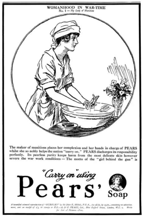 Framed Print : Pears Soap Advertisement, WW1 - munitions worker Framed Print : Pears Soap Advertisement, WW1 - munitions worker