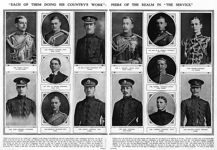 Framed Print : Peers of the Realm who had joined up, WW1 Framed Print : Peers of the Realm who had joined up, WW1