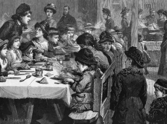 Framed Print : A penny dinner for board school children Framed Print : A penny dinner for board school children