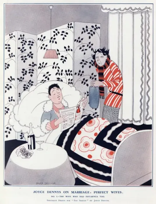 Framed Print : Perfect Wives by Joyce Dennys The wife who had influenza too