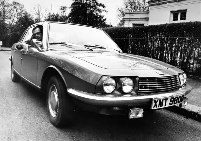 Framed Print : Peter Easton & his NSU car