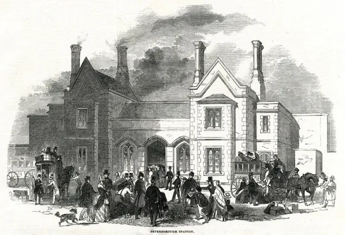 Framed Print : Peterborough East railway station, Peterborough 1845 Framed Print : Peterborough East railway station, Peterborough 1845