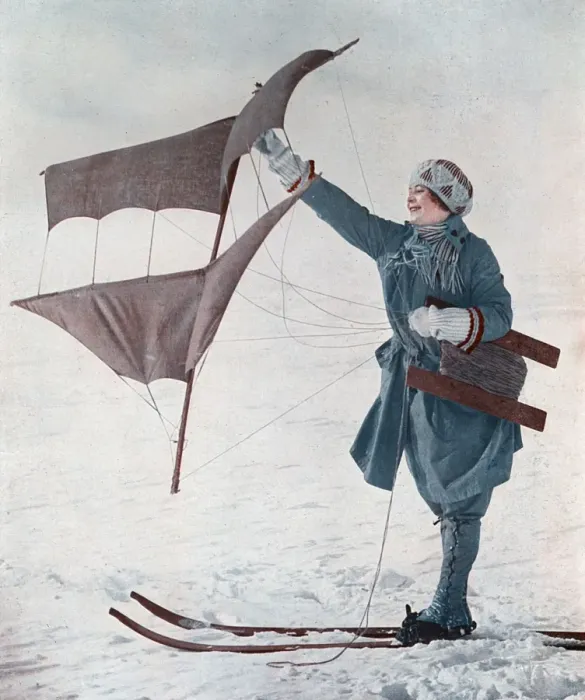 Framed Print : Photo of kite-flying on skis, Finse, Norway Framed Print : Photo of kite-flying on skis, Finse, Norway
