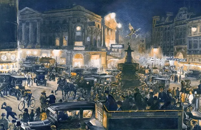 Framed Print : Piccadilly Circus just before Theatre-time on a June evening Framed Print : Piccadilly Circus just before Theatre-time on a June evening