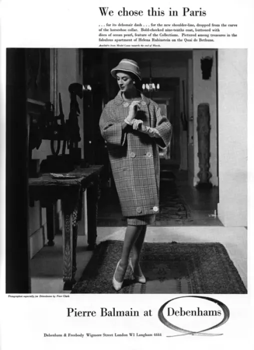 Framed Print : Pierre Balmain at Debenhams advertisement, 1959 Framed Print : Pierre Balmain at Debenhams advertisement, 1959