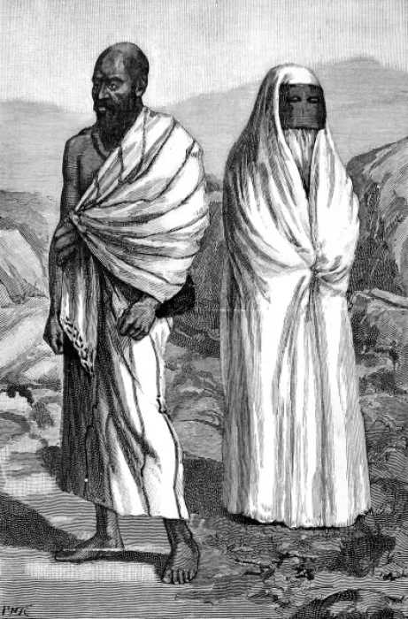 Framed Print : Pilgrims to Mecca in Ihram Clothing, mid-19th century Framed Print : Pilgrims to Mecca in Ihram Clothing, mid-19th century