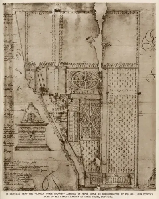 Framed Print : Plan of John Evelyns garden Framed Print : Plan of John Evelyns garden