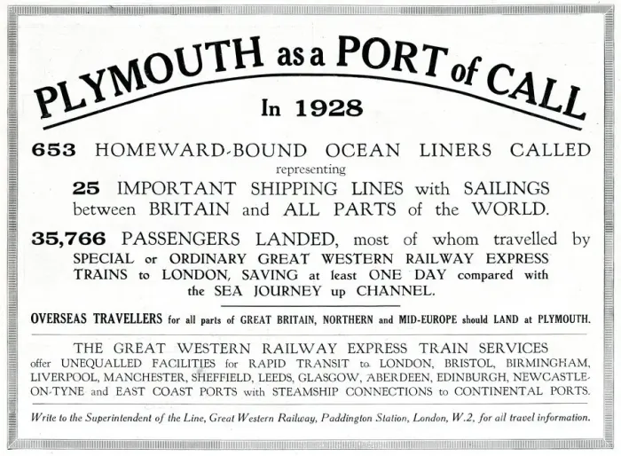 Framed Print : Plymouth as a Port of Call in 1928 Framed Print : Plymouth as a Port of Call in 1928