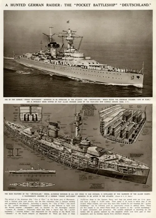 Framed Print : Pocket battleship Deutschland by G. H. Davis Framed Print : Pocket battleship Deutschland by G. H. Davis