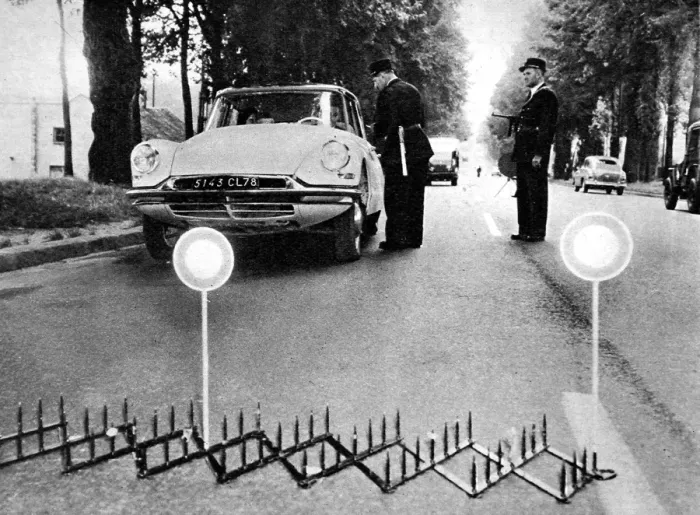 Framed Print : Police Road Block, France, 1958 Framed Print : Police Road Block, France, 1958