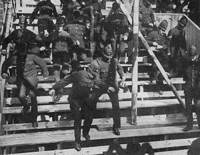 Framed Print : Two hundred policemen test stands before Coronation Framed Print : Two hundred policemen test stands before Coronation