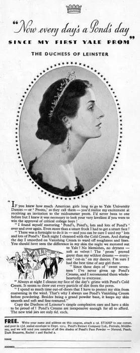 Framed Print : Ponds Cold Cream advertisement - Duchess of Leinster Framed Print : Ponds Cold Cream advertisement - Duchess of Leinster