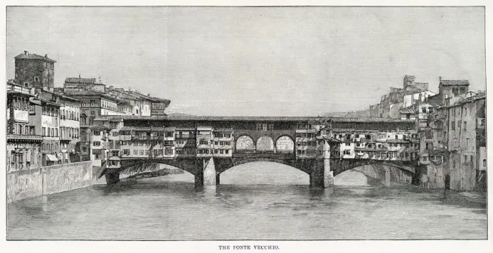 Framed Print : Ponte Vecchio, Florence, Italy. Date: 1888 Framed Print : Ponte Vecchio, Florence, Italy. Date: 1888