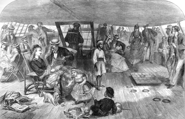 Framed Print : The Poop Deck of a P. &O. Liner, Red Sea, 1872 Framed Print : The Poop Deck of a P. &O. Liner, Red Sea, 1872