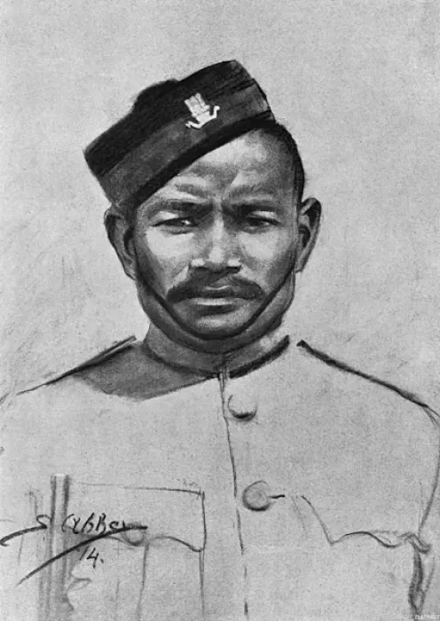 Framed Print : Portrait of a Ghurka soldier, WW1 Framed Print : Portrait of a Ghurka soldier, WW1