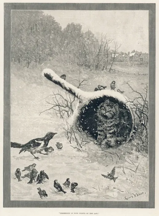 Framed Print : Possession is nine points of the law by Louis Wain Framed Print : Possession is nine points of the law by Louis Wain