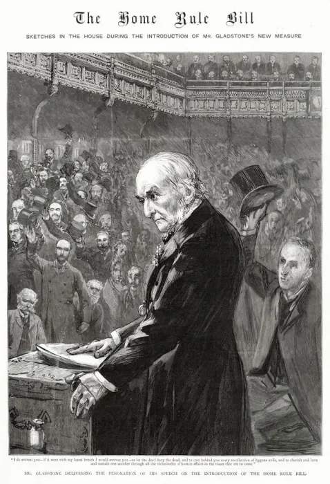 Framed Print : Prime Minister, William Ewart Gladstone (1809 - 1898), delivering the Peroration of his Framed Print : Prime Minister, William Ewart Gladstone (1809 - 1898), delivering the Peroration of his